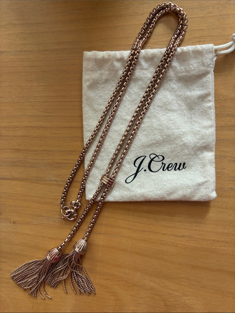 J. Crew “Rose Gold” tassel necklace in EUC